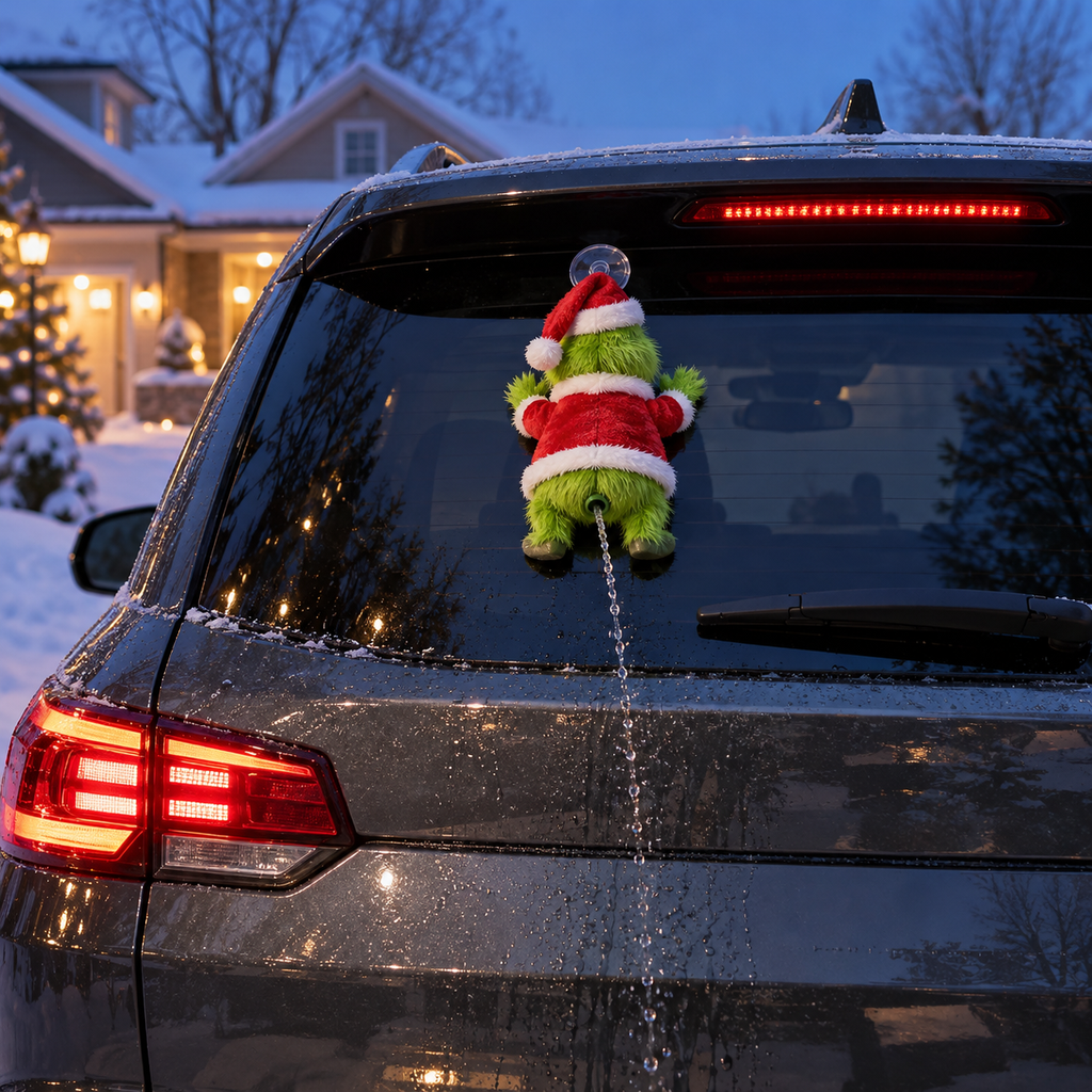 Festive car sprayer mounted on rear window